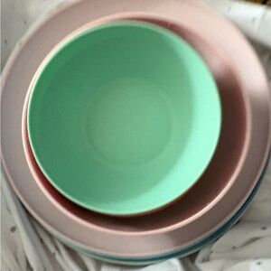 Pastel Green and Pink Dinnerware Set